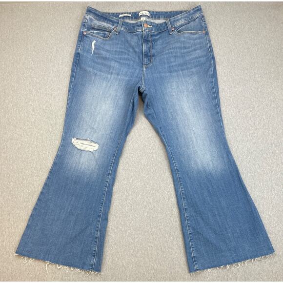Ava & Viv Denim - Ava & Viv Jeans Womens 18 Blue Cotton Blend Stretch High Rise Distressed Flare